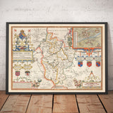 Alte Karte von Bedfordshire 1611 von John Speed - Bedford, Luton, Dunstable, St Neots, Leighton Buzzard 