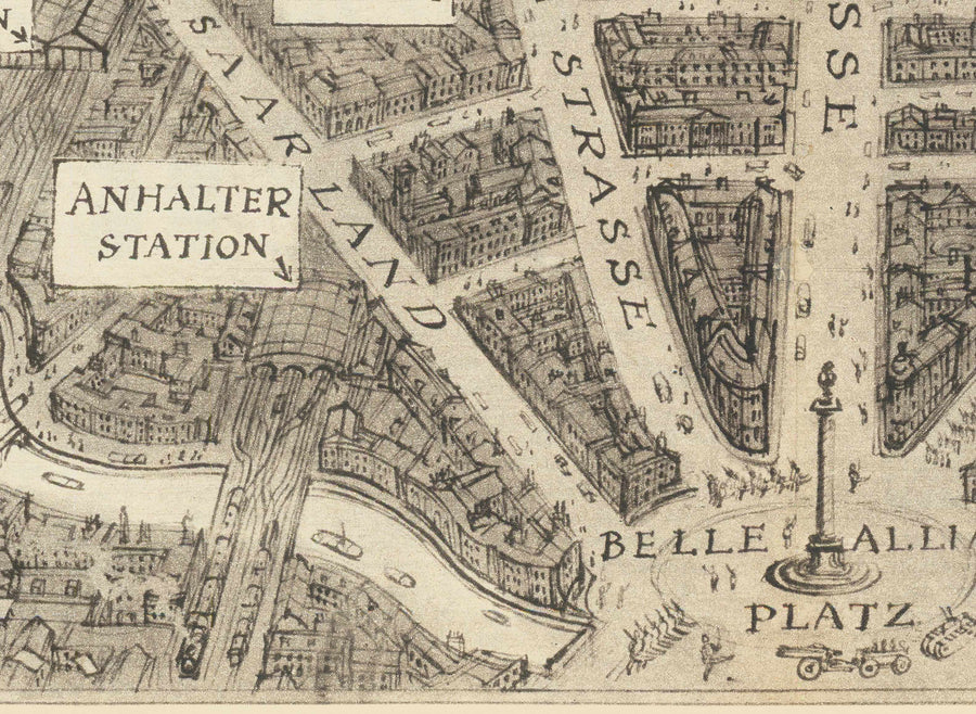Mapa antiguo de Berlín, 1939 por Rex Whistler - Propaganda satírica de la Segunda Guerra Mundial - Hitler, Goebbels, Querubs, Diosa Britannia