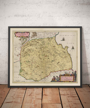 Antiguo mapa de Berwickshire en 1665 por Joan Blaeu - Eyemouth, Ayton, Coldingham, Tweedmouth, Hutton