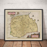 Mappa antica di Berwickshire nel 1665 di Joan Blaeu - Eyemouth, Ayton, Coldingham, Tweedmouth, Hutton 