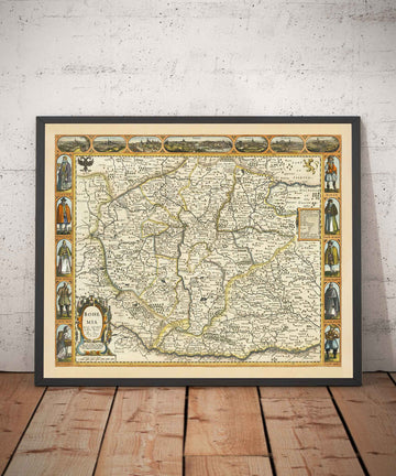 Antica mappa della Boemia del 1626 di John Speed - Repubblica Ceca, Praga, Baviera, Moravia, Europa centrale 