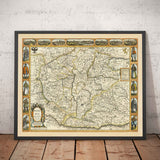 Old Map of Bohemia in 1626 by John Speed - Czechia, Prague, Bavaria, Moravia, Central Europe