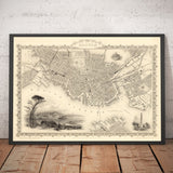 Old Map of Boston, Massachusetts in 1851 by Tallis & Rapkin