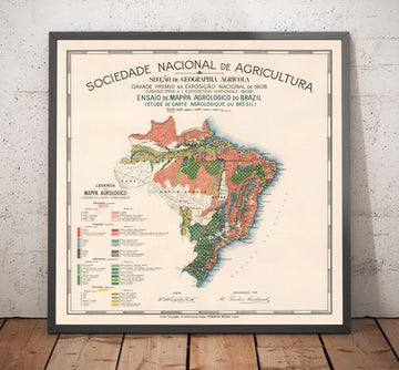 Alte Karte von Brasilien Agrologie, 1908 - Landwirtschaft, Geologie, Gesteine, Boden - Rio, Porto Alegre, Amazonas 