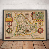 Ancienne carte de Brecon Wales, 1611 par John Speed - Beacons, Crickhowell, Powys, Trecastle