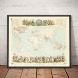 Alte Weltkarte des Britischen Empire, 1872 von Fullarton - Einwohner & Bevölkerung, Commonwealth, Kolonialismus 