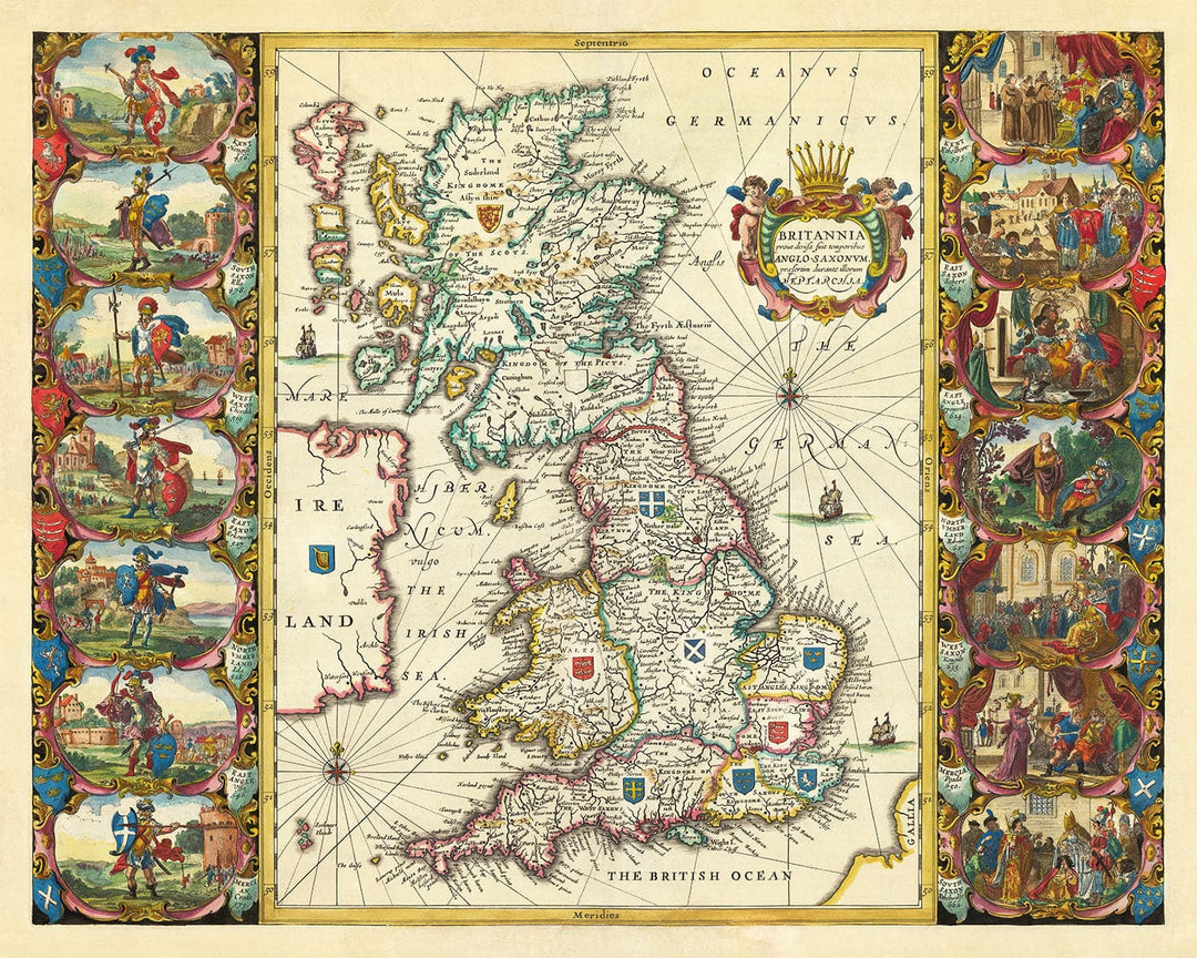 Old Viking Map of Great Britain in 1645 by Jan Jansson - Anglo