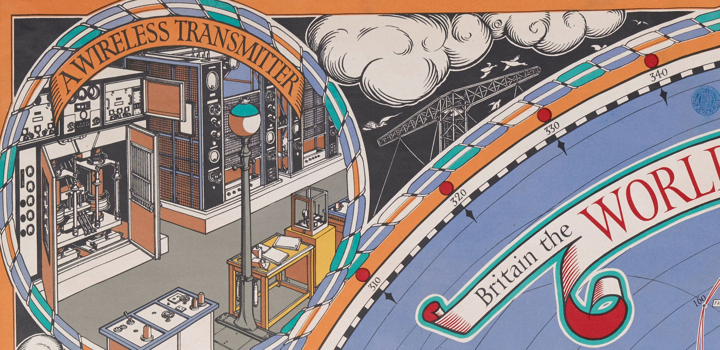 Old Cable & Wireless Great Circle Map, 1945 by Max Gill - Flat Earth B ...
