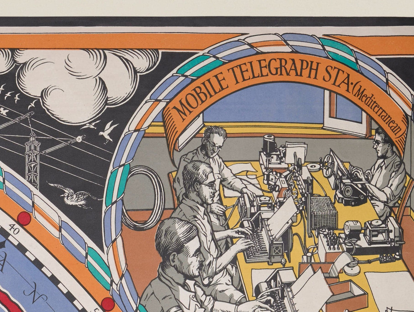 Old Cable & Wireless Great Circle Map, 1945 by Max Gill - Flat Earth B ...