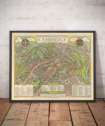 Alte Karte von Cambridge, 1929 - Trinity, St John&