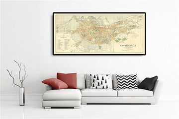 Old Map of Casablanca in 1934 by Gaillac-Monrocq - Ancienne Medina, Port of Casablanca, Derb Ghallef, New Medina, Hippodrome, Anfa