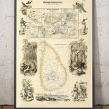 Antiguo mapa de las posesiones británicas en el Océano Índico, 1872 por Fullarton - Malasia, Penang, Singapur, Sri Lanka, Malaca