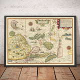Old Map of Southeast Asia, 1596 - China, Korea, Japan, Philippines, Singapore, Malaysia, Indonesia, East Indies