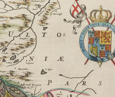 Mapa antiguo de Connacht, Irlanda en 1665 por Joan Blaeu - Connaught, Galway, Sligo, Mayo, Leitrim, Clare, West Eire