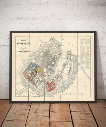 Antiguo callejero de Copenhague en 1853 por Millard Fillmore - Borsen, Holmen, Kastellet, Christianshavn, Slotsholmen