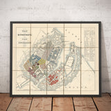Ancien plan des rues de Copenhague en 1853 par Millard Fillmore - Borsen, Holmen, Kastellet, Christianshavn, Slotsholmen