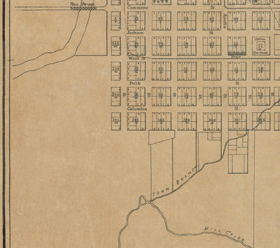 Ancienne carte de Dallas, Texas en 1878 par Jones & Murphy - Main St, Ellum, Downtown, Arts District, Bryan Place