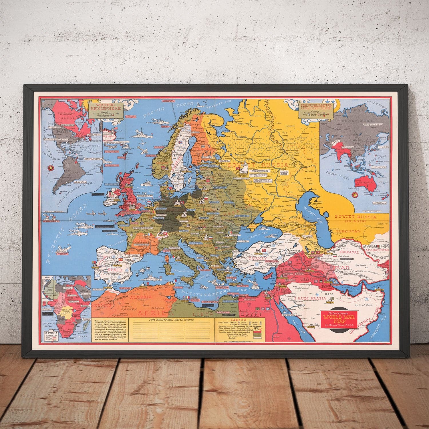 Antiguo mapa de la Segunda Guerra Mundial, 1942 por Stanley Turner ...
