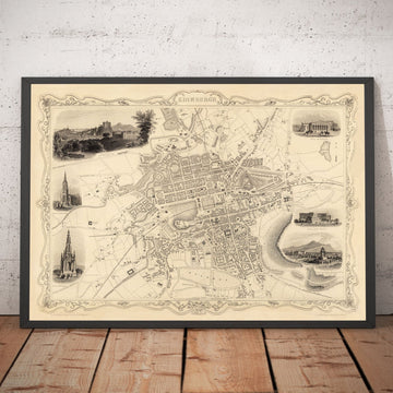 Old Map of Edinburgh, Scotland in 1851 by Tallis & Rapkin