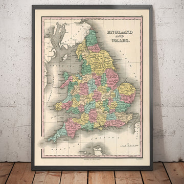 Mappa Antica delle Contee in Inghilterra e Galles, 1827 - Mappa Storica delle Contee - Westmoreland, Sussex, Rutland 