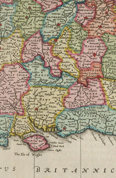 Antiguo mapa de Inglaterra y Gales en 1665 por Joan Blaeu - Carta rara con condados antiguos