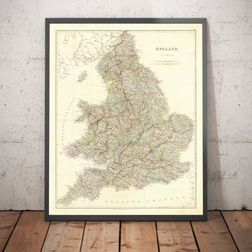 Old Map of England and Wales in 1832 by John Arrowsmith - Cities, Counties, Roads, Railway