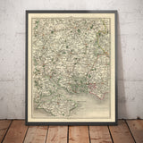 Mappa antica dell'Hampshire e dell'Isola di Wight nel 1794 di John Cary - Portsmouth, Southampton, Chichester, Havant 