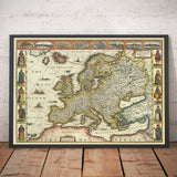 Ancienne carte de John Vitesse, 1627 - Angleterre, France, Allemagne, Italie, Russie - Villes, Vêtements Jacobéens