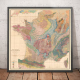 Ancienne carte géologique de la France, 1840 par André Brochant de Villiers - Europe occidentale, Belgique