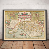 Alte Karte von Glamorgan Wales, 1611 von John Speed - Cardiff, Swansea, Bridgend, Port Talbot, Barry 
