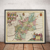 Alte Karte von Gloucestershire im Jahr 1665 von Joan Blaeu - Bristol, Cheltenham, Gloucester, Kingswood, Filton, Stroud 