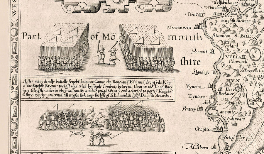 Old Map of Gloucestershire, 1611 by John Speed - Bristol, Cheltenham, Gloucester, Kingswood, Filton, South