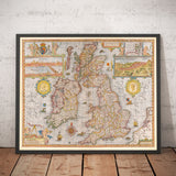 Old Map of British Isles in 1611 by John Speed - UK, England, Scotland, Wales, Ireland