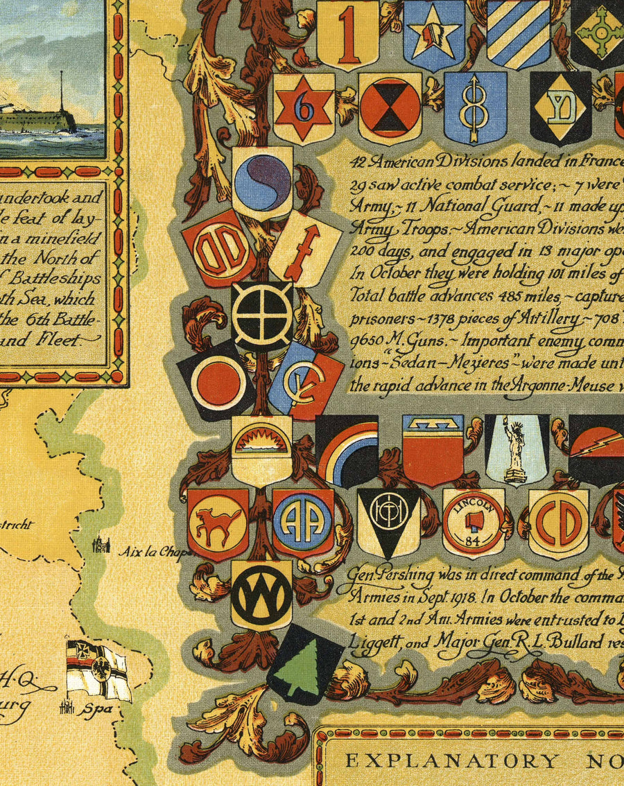 Alte Karte des Ersten Weltkriegs, WW1 - England, Frankreich, Deutschland, Belgien, Flandern Schlachtlinien 