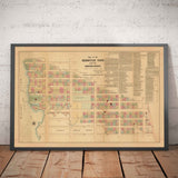 Mapa antiguo de Hell's Kitchen y Midtown West, NYC 1872 - Calles Clinton, Manhattan, Heritage Farm, calles 39 a 48