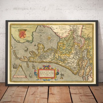 Alte Karte von Holland und Utrecht, 1595 von Abraham Ortelius - Amsterdam, Rotterdam, Den Haag, Utrecht 