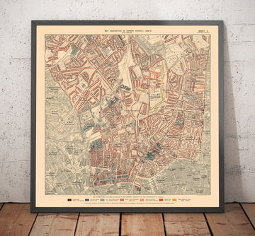 Mappa della povertà di Londra 1898-9, Distretto Settentrionale, di Charles Booth - Camden, Islington, Stoke Newington, Kings Cross - N1, N1C, N5, N7, N16, N4 