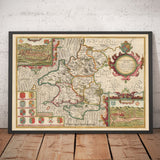 Mappa antica del Pembrokeshire in Galles 1611 John Speed - Haverfordwest, St Davids, Fishguard 