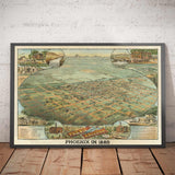 Rara Vecchia Mappa di Phoenix, Arizona di CJ Dyer, 1885 - Capolavoro Vista Aerea del Centro 