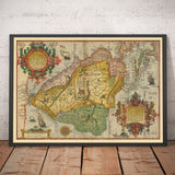 Old Map of South America by Linschoten, 1596 - Brazil, Peru, Chile, Caribbean, Florida, Spanish & Portuguese Colonies
