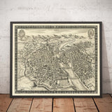 Alte Karte von Paris, Frankreich von Jean Sauve im Jahr 1670 - Notre Dame, Sainte-Chapelle, Île de la Cité, Bastille 