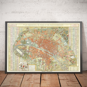 Alte Karte von Paris, Frankreich von Delamarche im Jahr 1797 - Louvre, Notre Dame, Sainte-Chapelle, Seine, Revolution, Invalides 