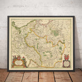 Vecchia mappa della Polonia di Jan Jansson, 1640 - Germania, Prussia, Lituania, Slesia, Lusazia, Varsavia, Berlino, Cracovia 