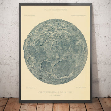 Ilustración de la Luna Vieja, 1888 por Leon Fenet - Litografía francesa de la carta lunar