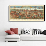 Mappa antica di Berlino, 1760 di Balthasar Probst - Antica carta panoramica con stemma 
