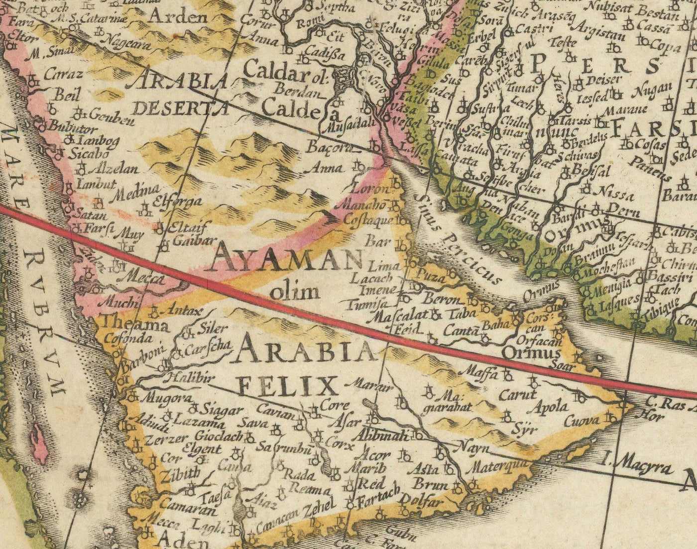 Alte Karte von Asien, 1640 von Willem Blaeu - Koloniale Ostindien - China, Indien, Malaysia, Singapur, Thailand, Philippinen