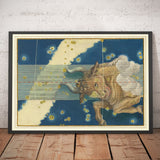 Antica Mappa Stellare del Toro, 1603 di Johann Bayer - Carta Astrologica Zodiacale - Il Segno Zodiacale del Toro 