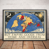 Autoroutes de l'Empire : Ancienne carte du monde de l'Empire britannique, 1933, par Max Gill - Colonies, Commonwealth, Routes maritimes