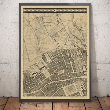 Ancienne carte de Londres par John Rocque, 1746, C1 - Holborn, Russell & Bloomsbury Square, Lincoln&
