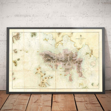 El primer mapa de Hong Kong, 1843 - Antigua carta del Almirantazgo - Kowloon, bahía de Victoria, primera colonia británica